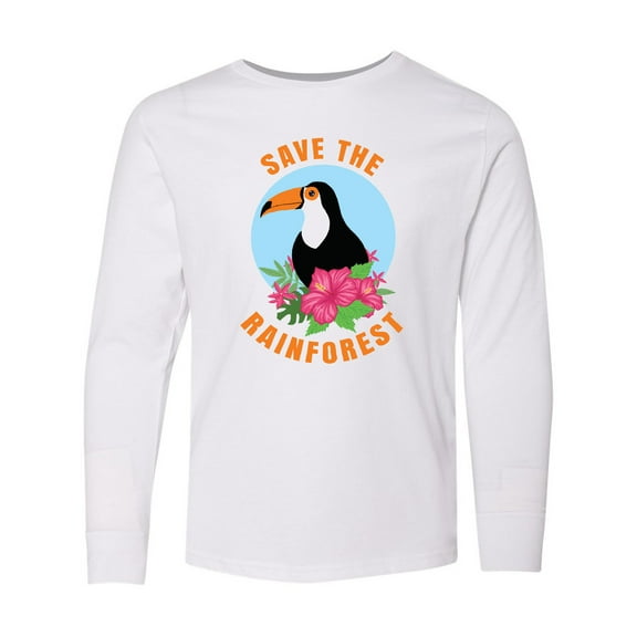 Inktastic Save the Rainforest Toucan Illustration Long Sleeve Youth T-Shirt