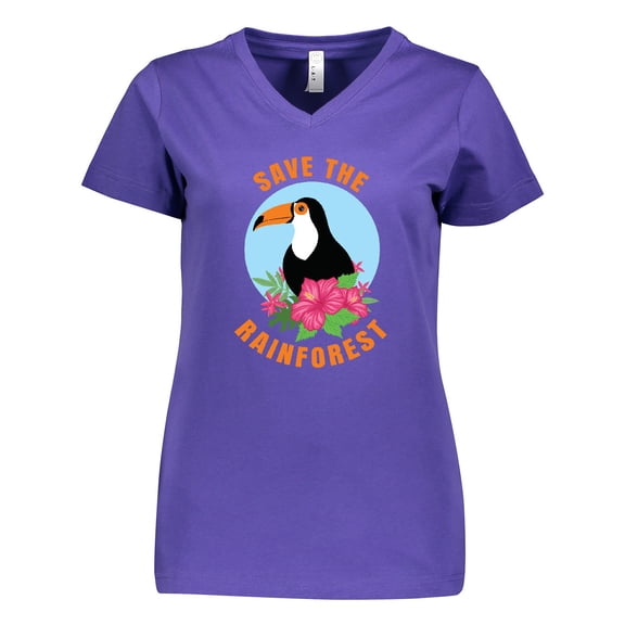 Inktastic Save the Rainforest Toucan Illustration Women's V-Neck T-Shirt
