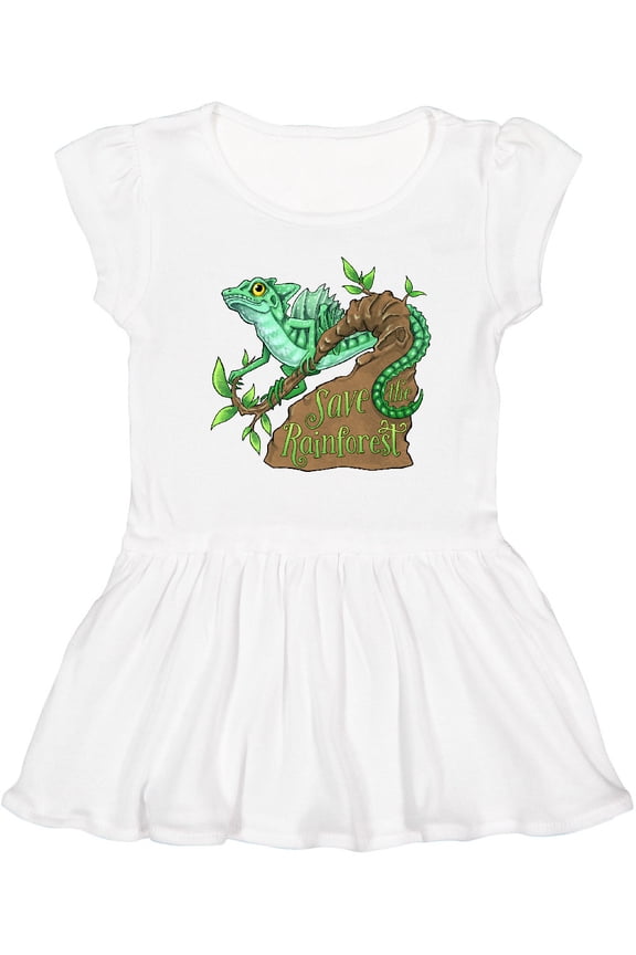 Save the Rainforest with Basilisk Lizard on a Tree Girls Toddler Dress
