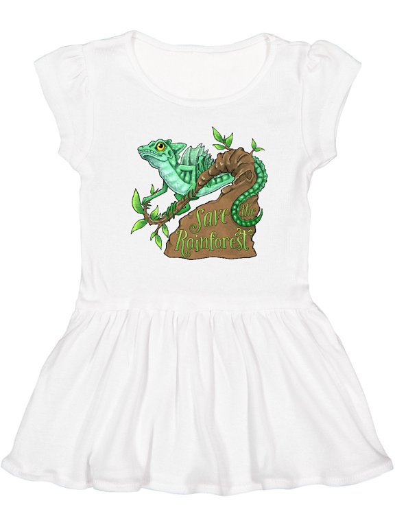 Save the Rainforest with Basilisk Lizard on a Tree Girls Toddler Dress