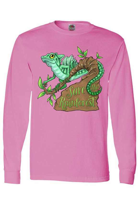 Save the Rainforest with Basilisk Lizard on a Tree Long Sleeve T-Shirt