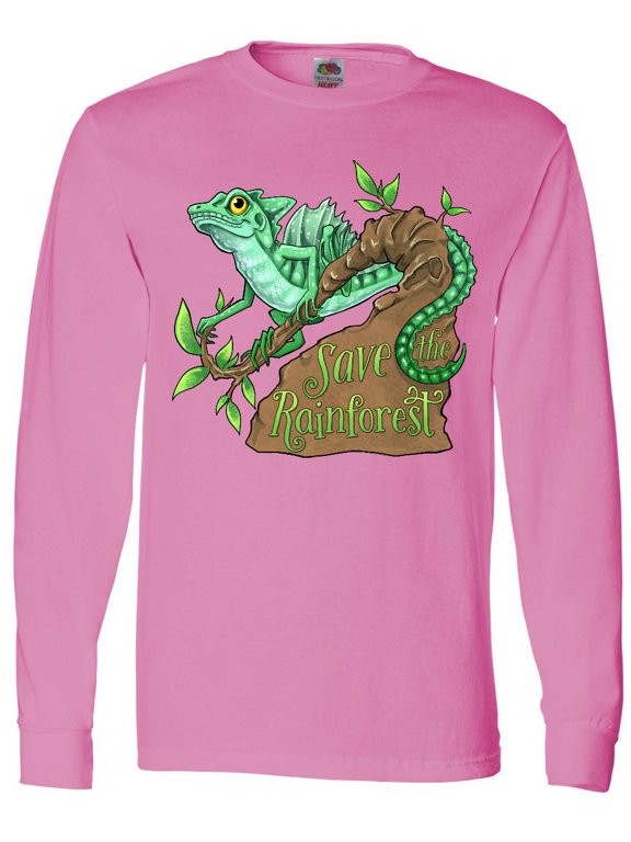 Save the Rainforest with Basilisk Lizard on a Tree Long Sleeve T-Shirt