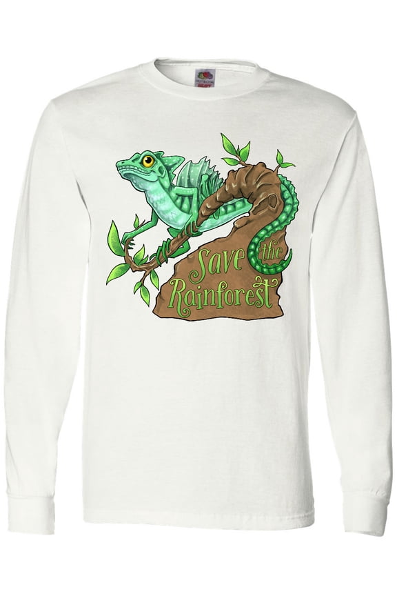 Save the Rainforest with Basilisk Lizard on a Tree Long Sleeve T-Shirt