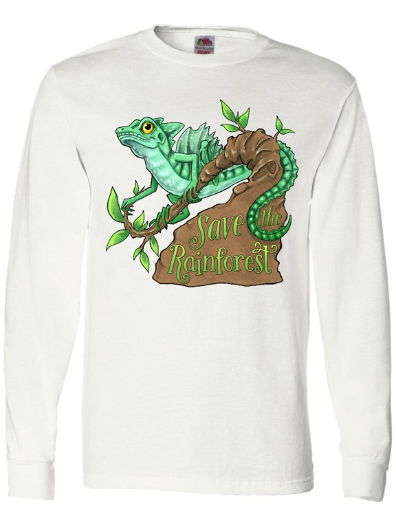 Save the Rainforest with Basilisk Lizard on a Tree Long Sleeve T-Shirt