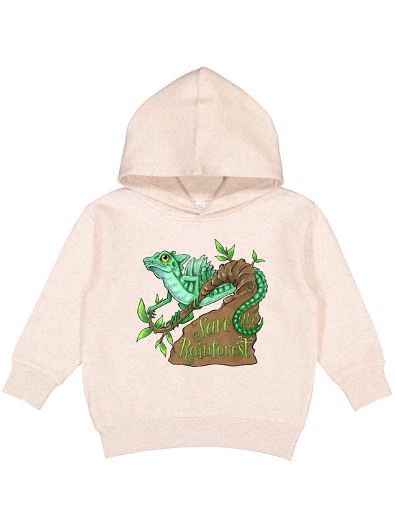 Save the Rainforest with Basilisk Lizard on a Tree Toddler Hoodie