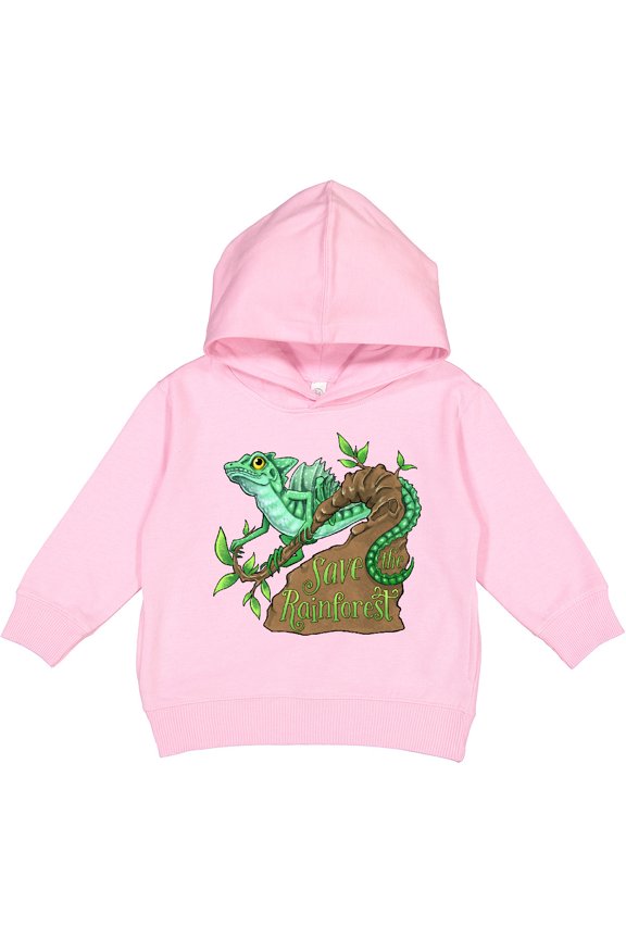 Save the Rainforest with Basilisk Lizard on a Tree Toddler Hoodie