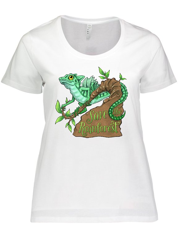 Save the Rainforest with Basilisk Lizard on a Tree Women's Plus Size T-Shirt