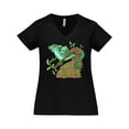 thumbnail image 1 of Inktastic Save the Rainforest with Basilisk Lizard on a Tree Women's Plus Size V-Neck T-Shirt, 1 of 5