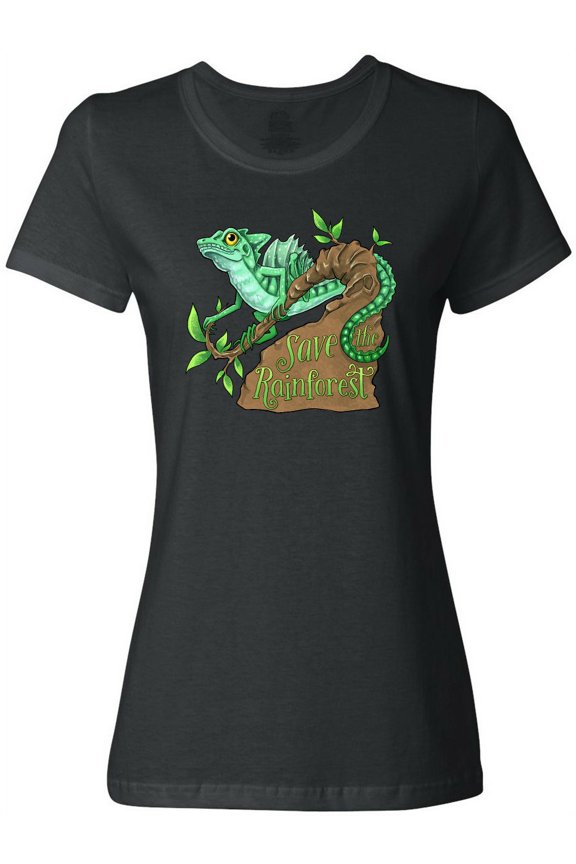 Save the Rainforest with Basilisk Lizard on a Tree Women's T-Shirt