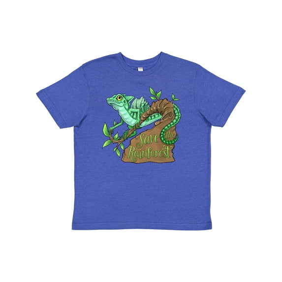 Inktastic Save the Rainforest with Basilisk Lizard on a Tree Youth T-Shirt