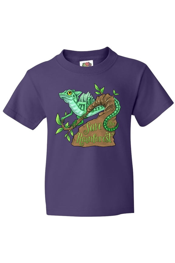 Save the Rainforest with Basilisk Lizard on a Tree Youth T-Shirt