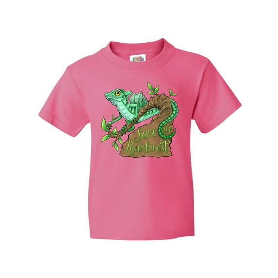 Inktastic Save the Rainforest with Basilisk Lizard on a Tree Youth T-Shirt