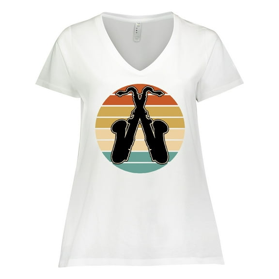 Inktastic Saxophone Music Vintage Band Women's Plus Size V-Neck T-Shirt