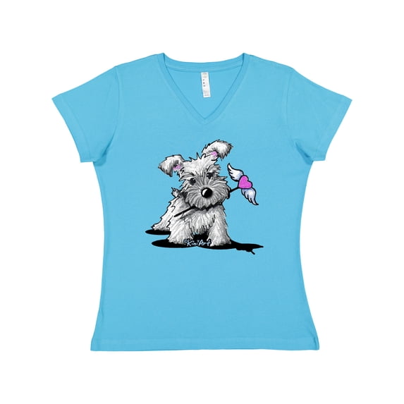 Inktastic Schnauzer with Heart Women's V-Neck T-Shirt