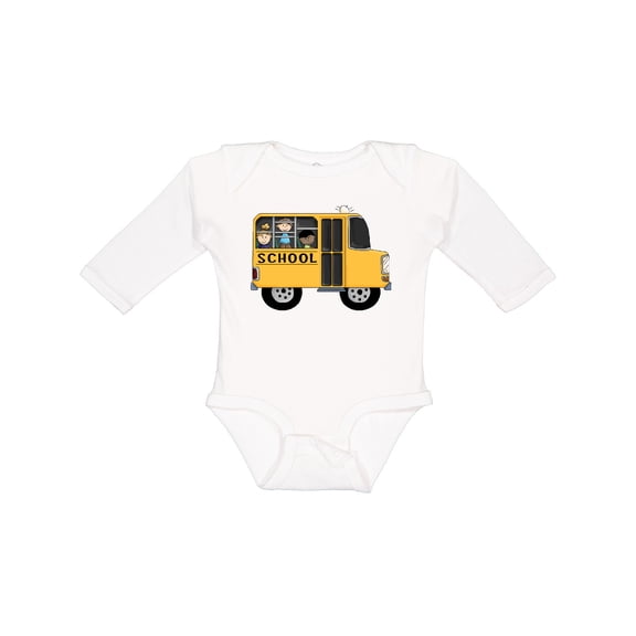 Inktastic School Bus Boys or Girls Long Sleeve Baby Bodysuit