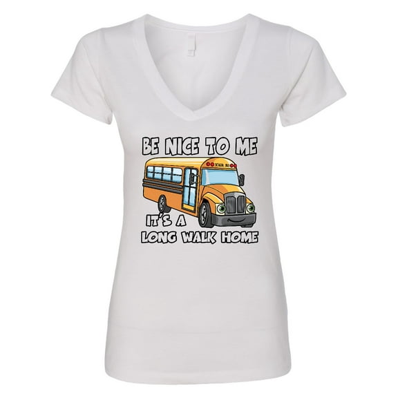Inktastic School Bus Driver Be Nice Women's V-Neck T-Shirt