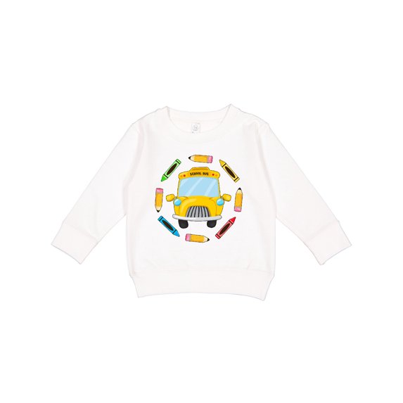 Inktastic School Bus with Pencils and Crayons Toddler Sweatshirt