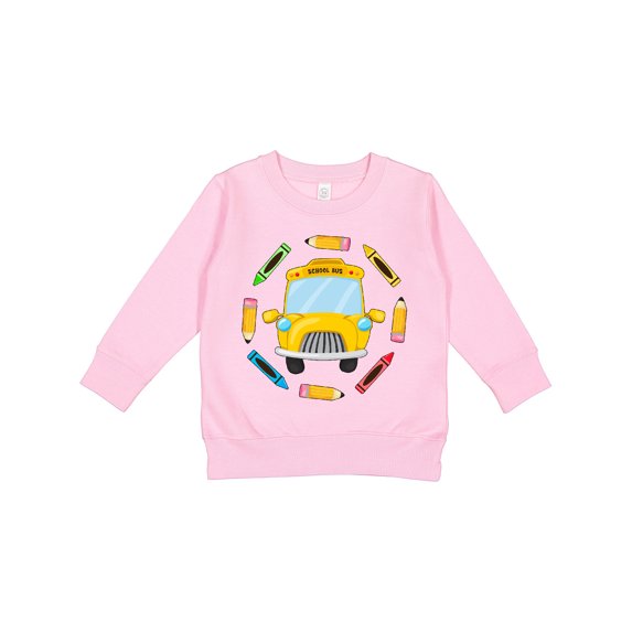 Inktastic School Bus with Pencils and Crayons Toddler Sweatshirt