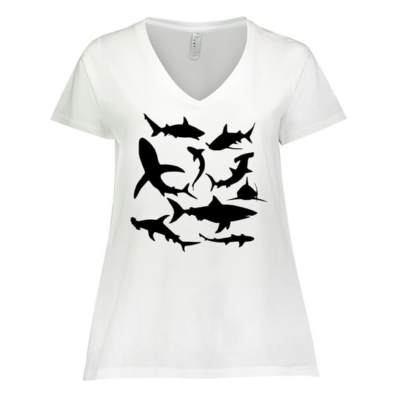 Inktastic School of Sharks Women's Plus Size V-Neck T-Shirt