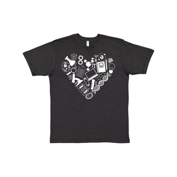 Inktastic Science Heart Beaker, Book, DNA and Microscope T-Shirt