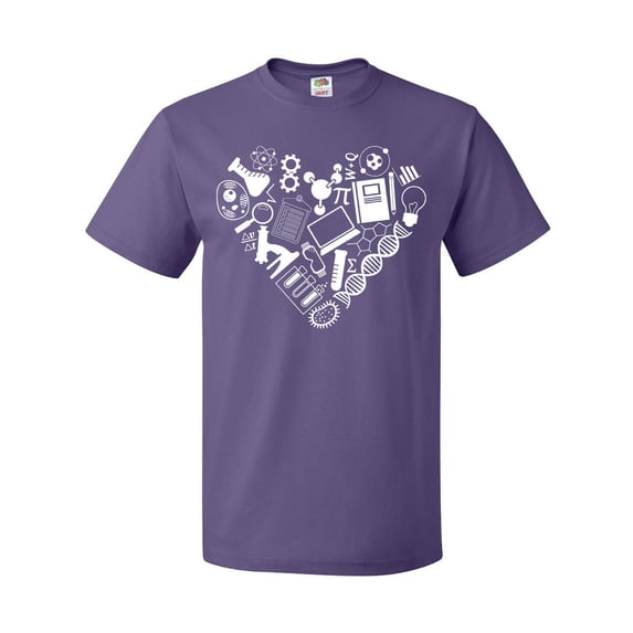 Inktastic Science Heart Beaker, Book, DNA and Microscope T-Shirt