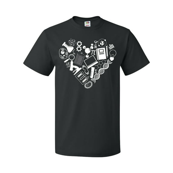 Inktastic Science Heart Beaker, Book, DNA and Microscope T-Shirt