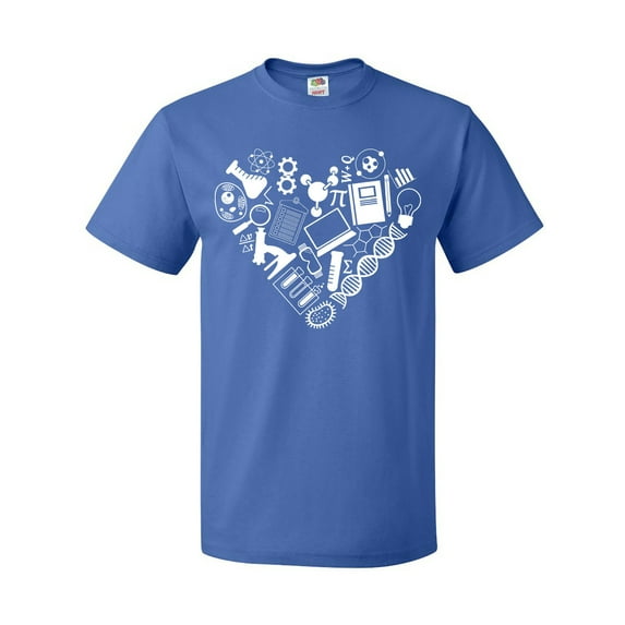 Inktastic Science Heart Beaker, Book, DNA and Microscope T-Shirt