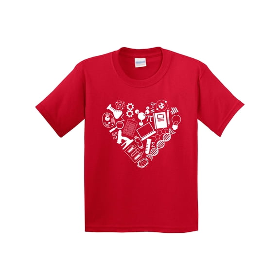Inktastic Science Heart Beaker, Book, Dna and Microscope Youth T-Shirt