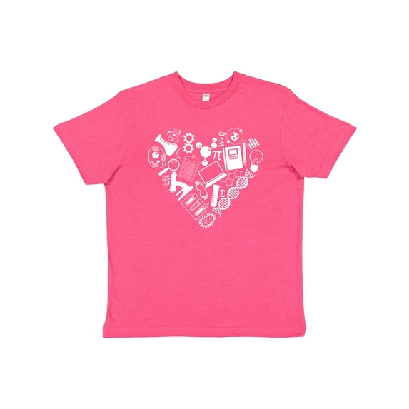 Inktastic Science Heart Beaker, Book, Dna and Microscope Youth T-Shirt