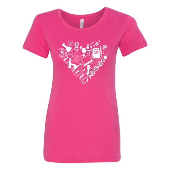 Inktastic Science Heart Beaker, Book, Dna and Microscope Women's T-Shirt