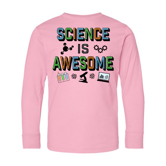 Inktastic Science is Awesome Molecules and Microscope Long Sleeve Youth T-Shirt