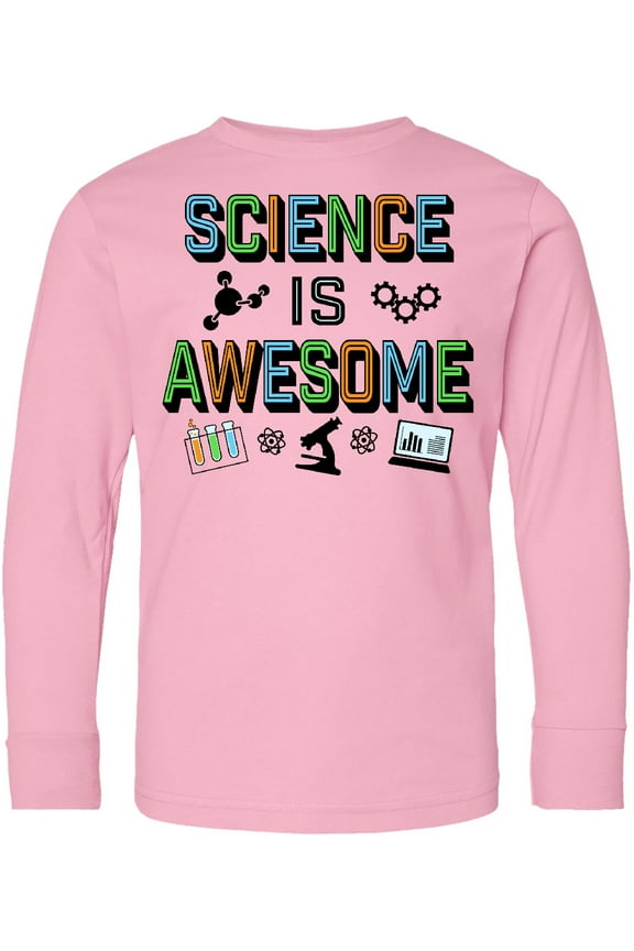 Science is Awesome Molecules and Microscope Long Sleeve Youth T-Shirt