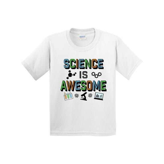 Inktastic Science is Awesome Molecules and Microscope Youth T-Shirt