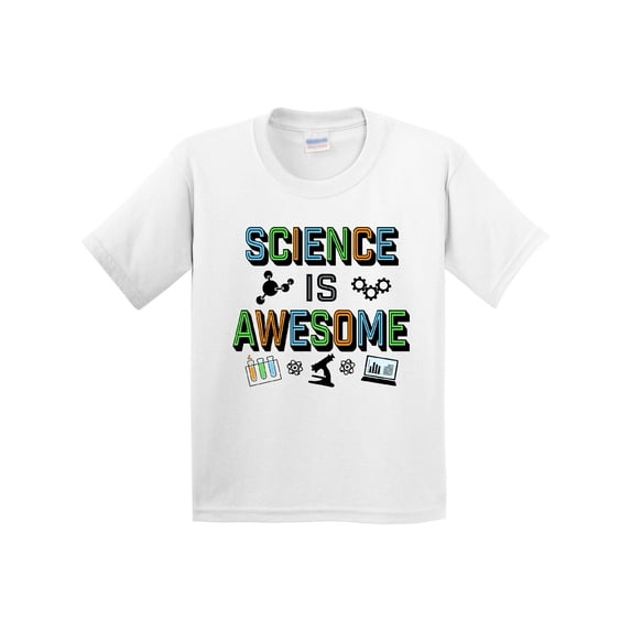 Inktastic Science is Awesome Molecules and Microscope Youth T-Shirt
