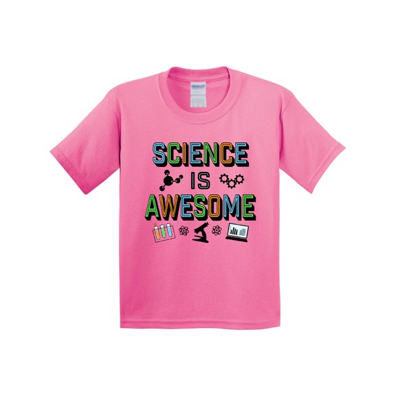 Inktastic Science is Awesome Molecules and Microscope Youth T-Shirt