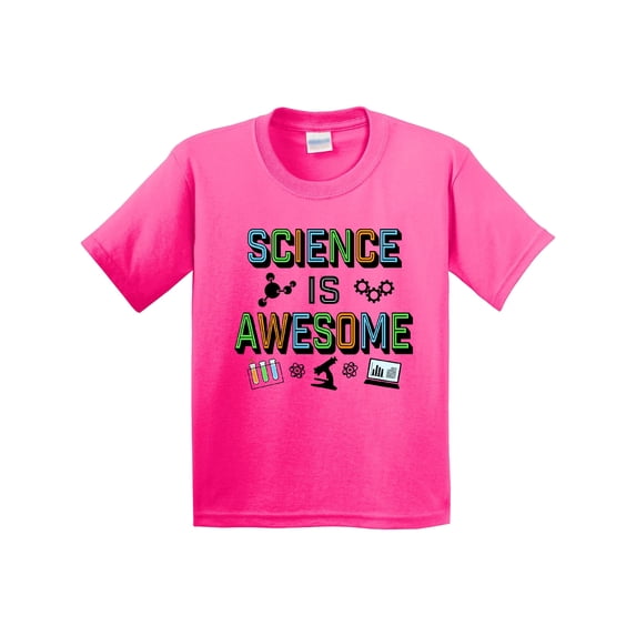 Inktastic Science is Awesome Molecules and Microscope Youth T-Shirt