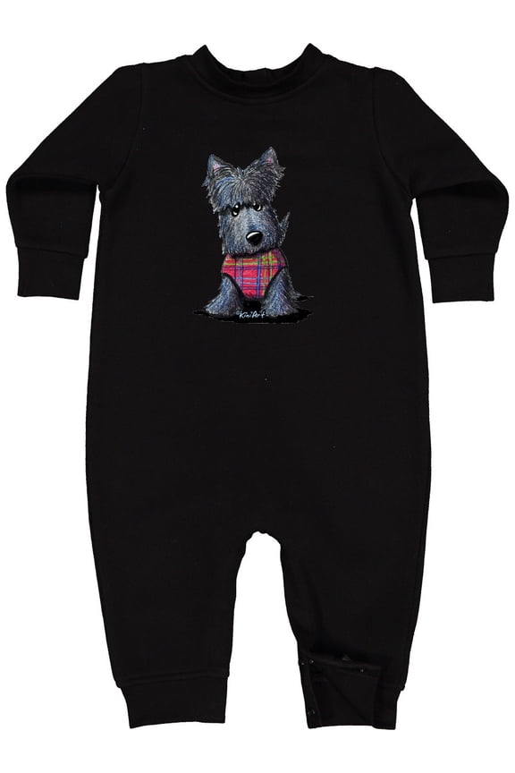 Scottie Dog in Plaid Baby Fleece Romper