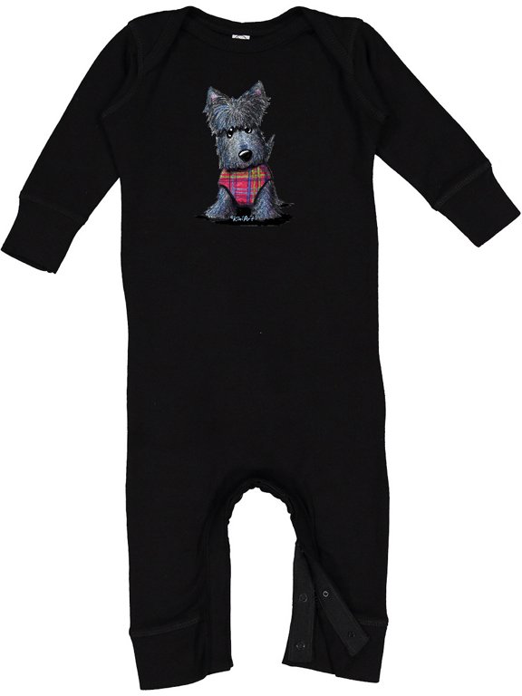 Scottie Dog in Plaid Baby Romper Coveralls