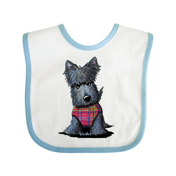 Inktastic Scottie Dog in Plaid Boys or Girls Baby Bib