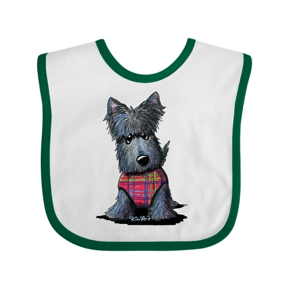 Inktastic Scottie Dog in Plaid Boys or Girls Baby Bib