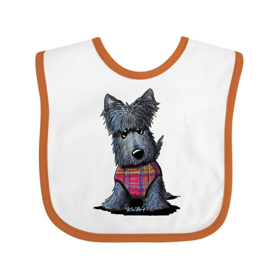 Inktastic Scottie Dog in Plaid Boys or Girls Baby Bib