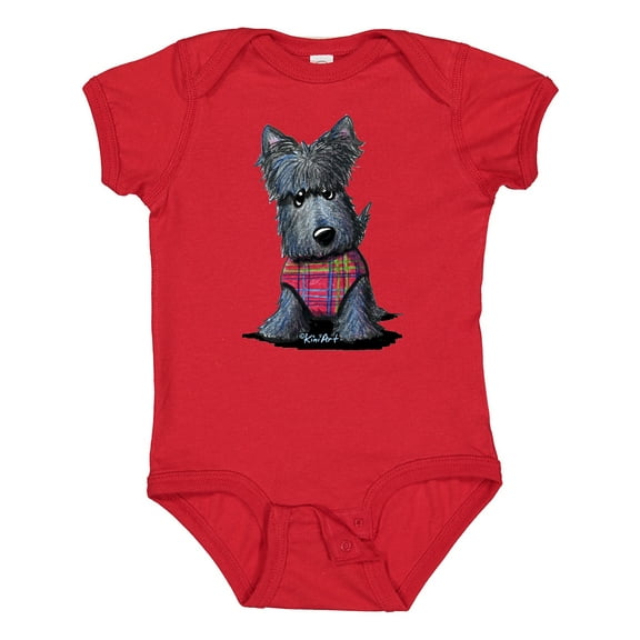 Inktastic Scottie Dog in Plaid Boys or Girls Baby Bodysuit