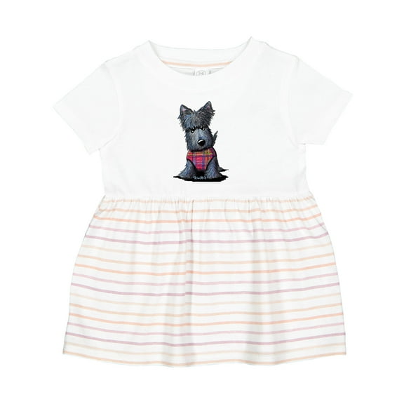 Inktastic Scottie Dog in Plaid Girls Baby Dress