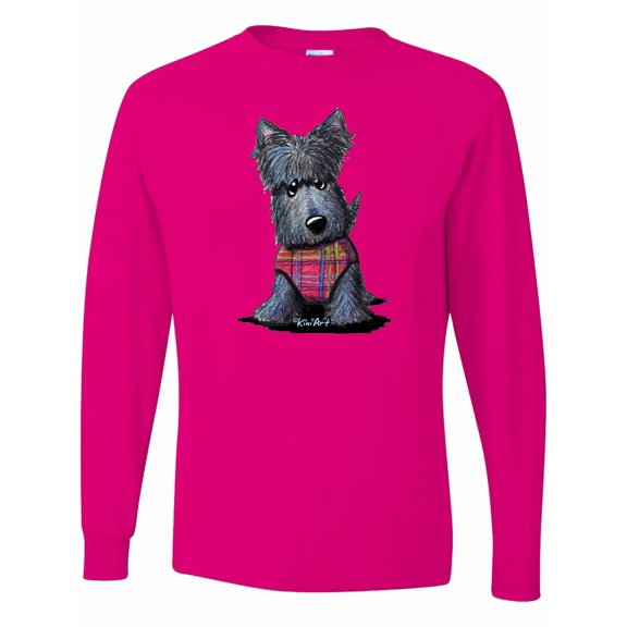 Inktastic Scottie Dog in Plaid Long Sleeve T-Shirt