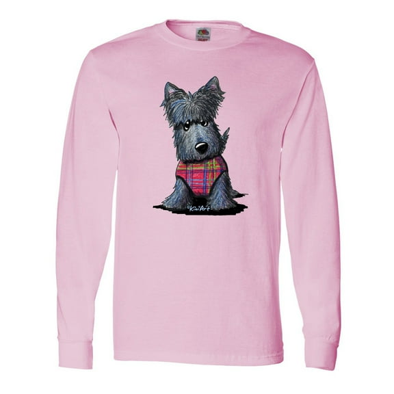 Inktastic Scottie Dog in Plaid Long Sleeve T-Shirt