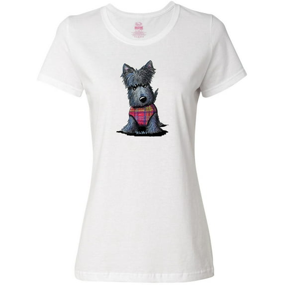 Inktastic Scottie Dog in Plaid Women's T-Shirt