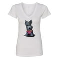thumbnail image 1 of Inktastic Scottie Dog in Plaid Women's V-Neck T-Shirt, 1 of 5