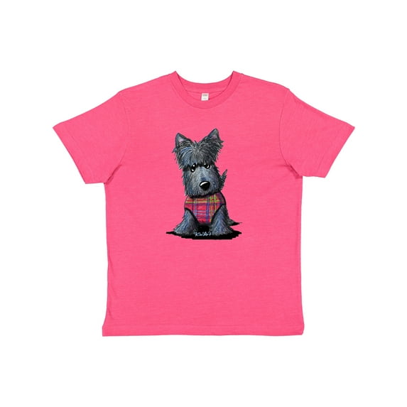 Inktastic Scottie Dog in Plaid Youth T-Shirt