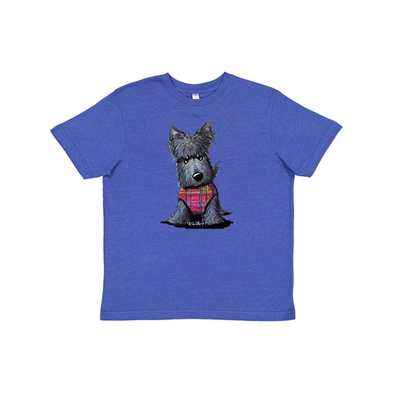 Inktastic Scottie Dog in Plaid Youth T-Shirt