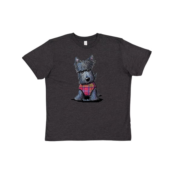Inktastic Scottie Dog in Plaid Youth T-Shirt